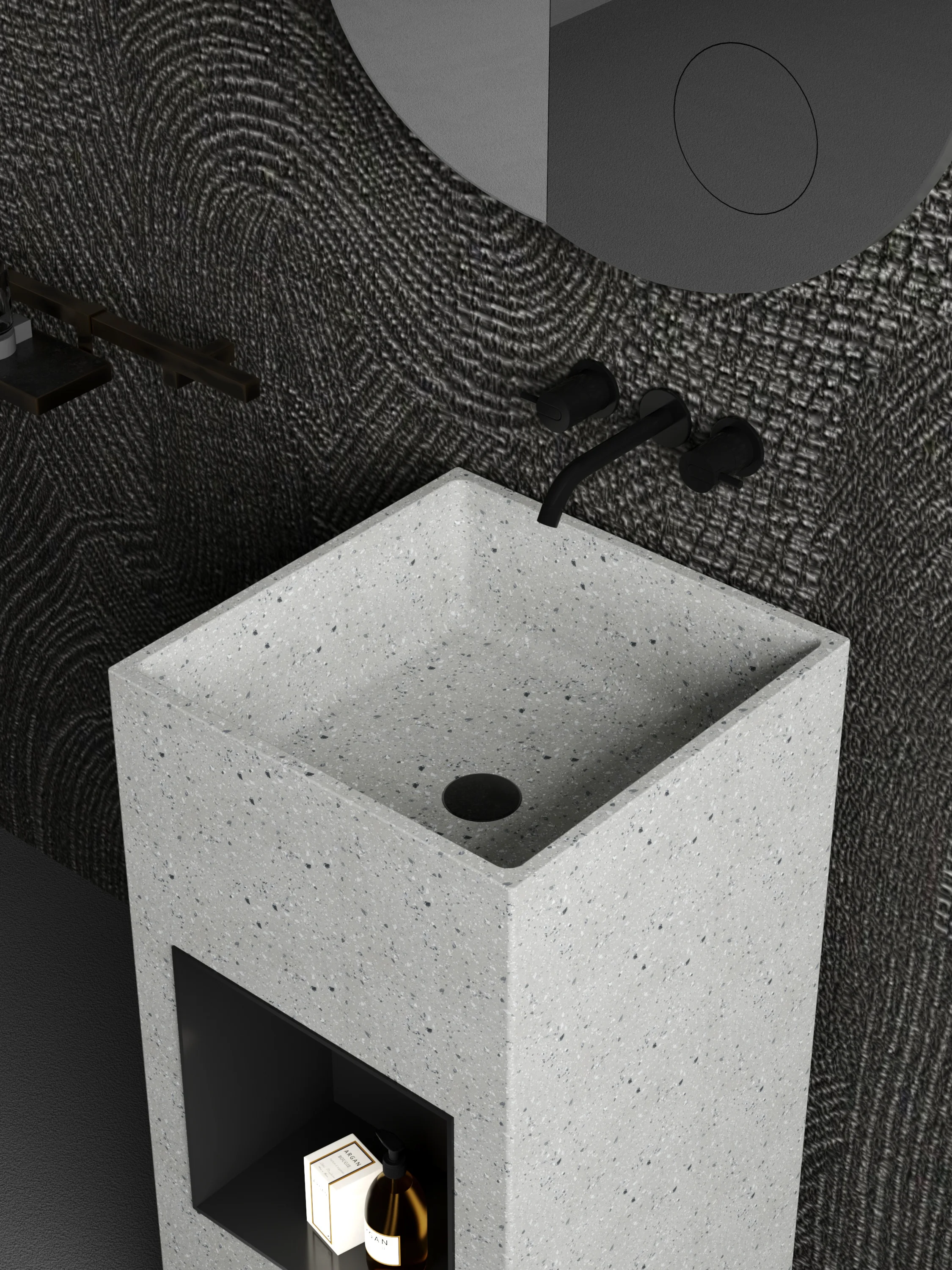 Lavatório do banheiro com plataforma, Pia com armário, pode personalizar, moderno