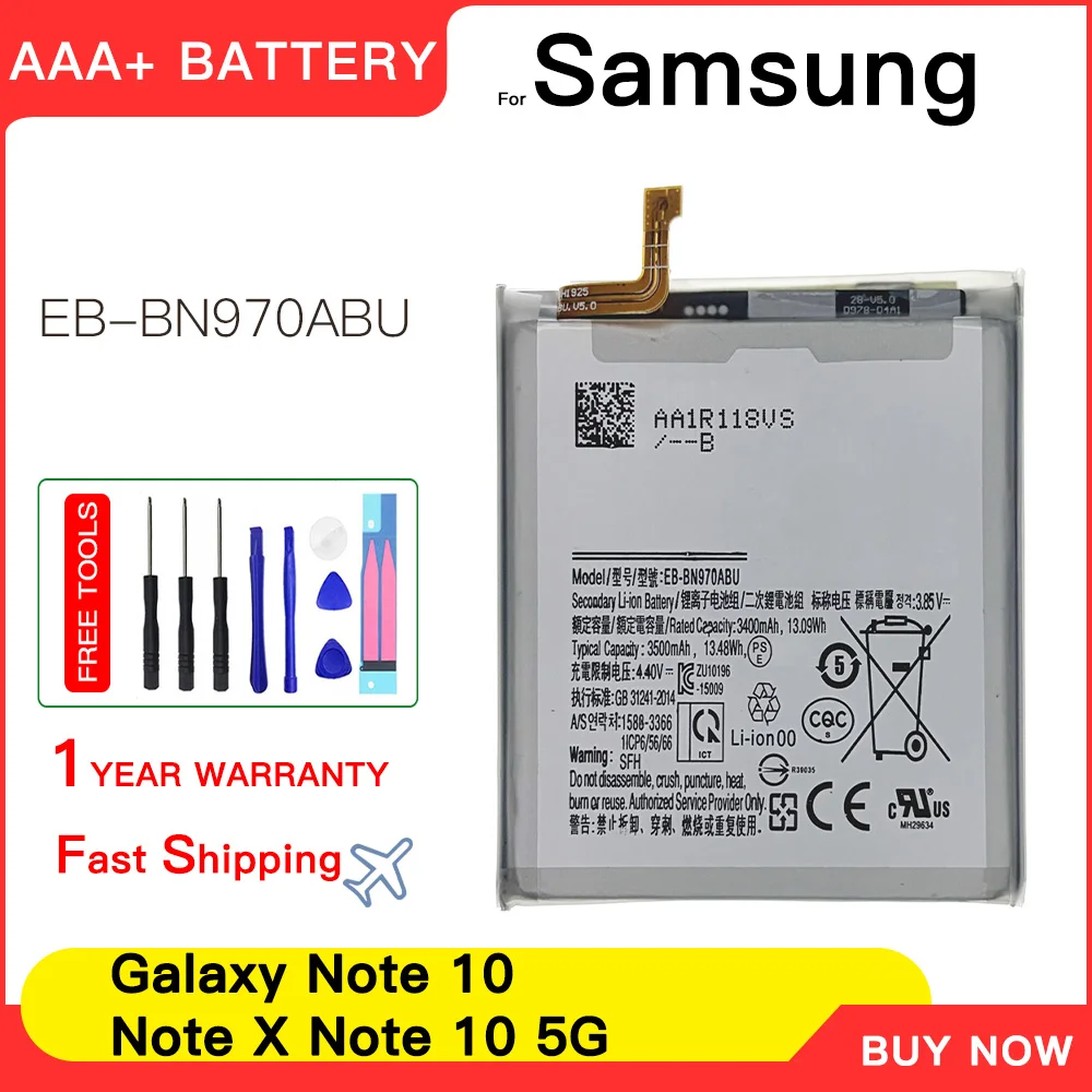 Genuine EB-BN970ABU Replacement 3500mAh Battery For Samsung Galaxy Note 10 Note X Note10 NoteX Note10 5G Batteria+Tools