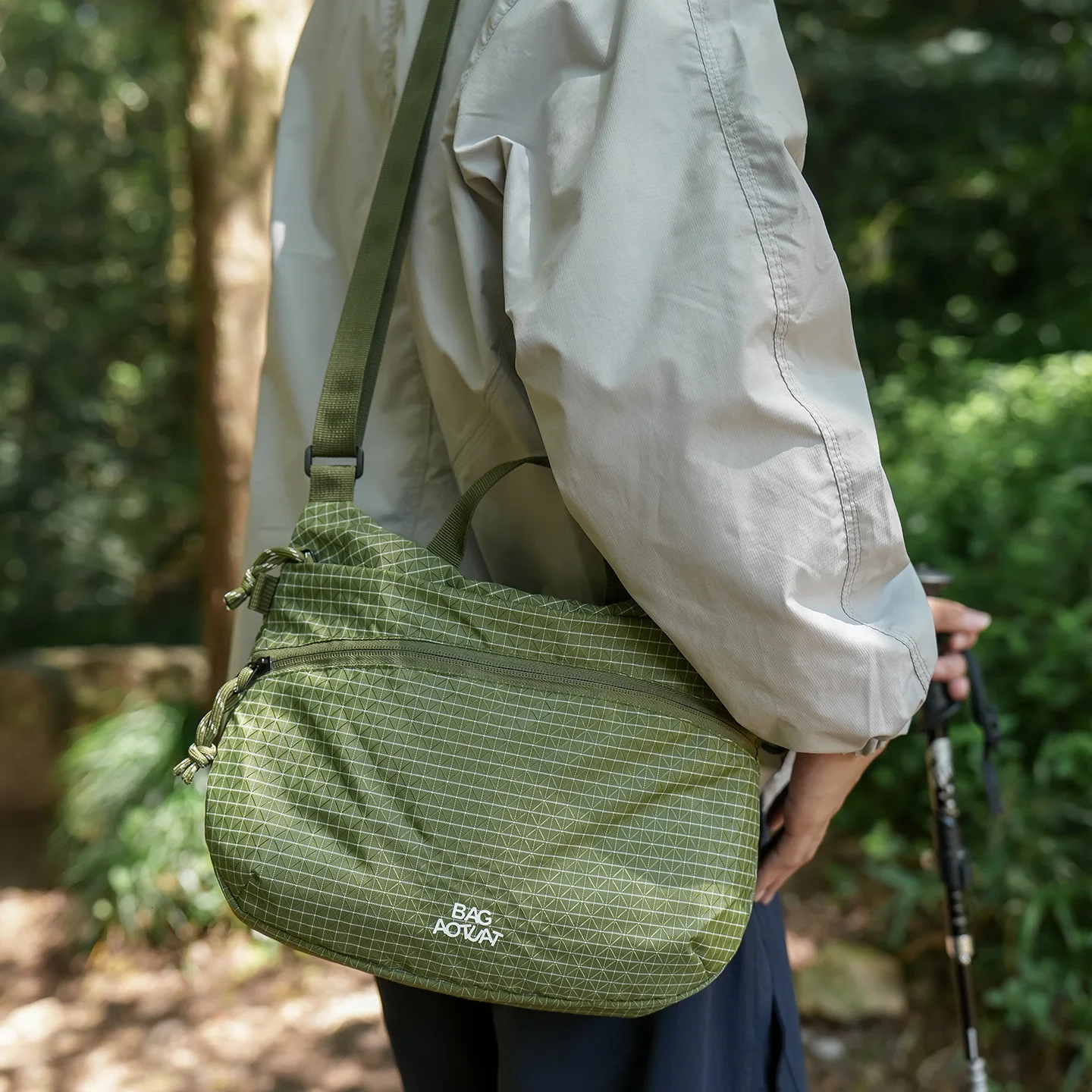 Men's Lightweight Waterproof Crossbody Bag for Outdoor Hiking Travel Daily Use Black Green Brown Orange Polyamide Fiber Street T