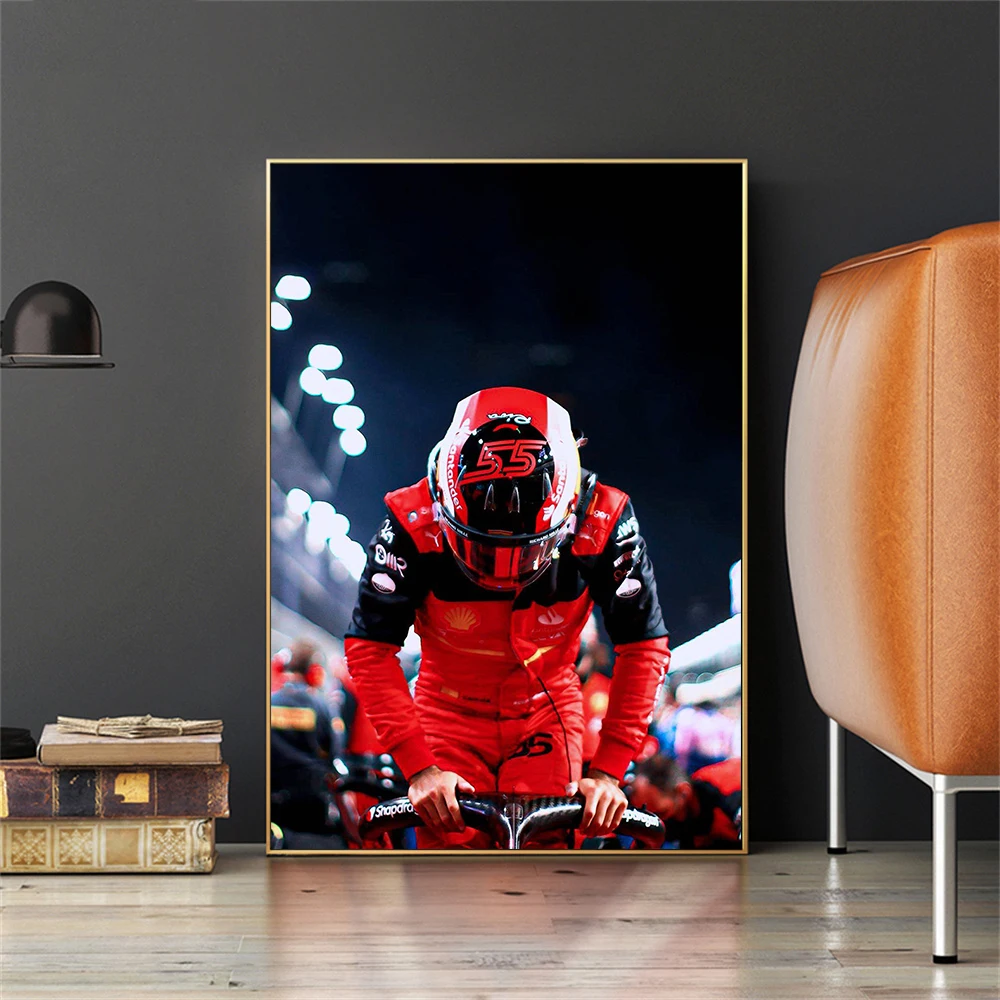 Карлос-Саинз-55-f1-гоночный-водитель-плакат-премиум-холст-настенное-искусство-испанский-автоспорт-шлем-портрет-подарок-для-гоночных-фанатов