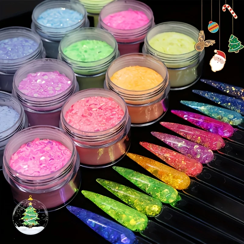 

Acrylic Powder Kit - 12 Colors Nail Art Sequins Dust Set, for Nail Art Extension - No Lamp Needed.