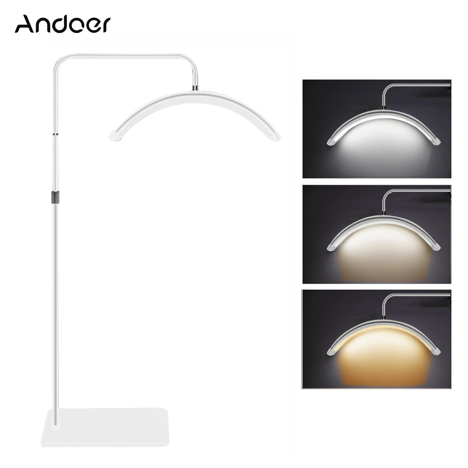 Andoer HD-M6X 36W Floor LED Video Light Half-moon Shaped Fill Light 3200K-5600K Dimmable for Beauty Salon Makeup Live Streaming