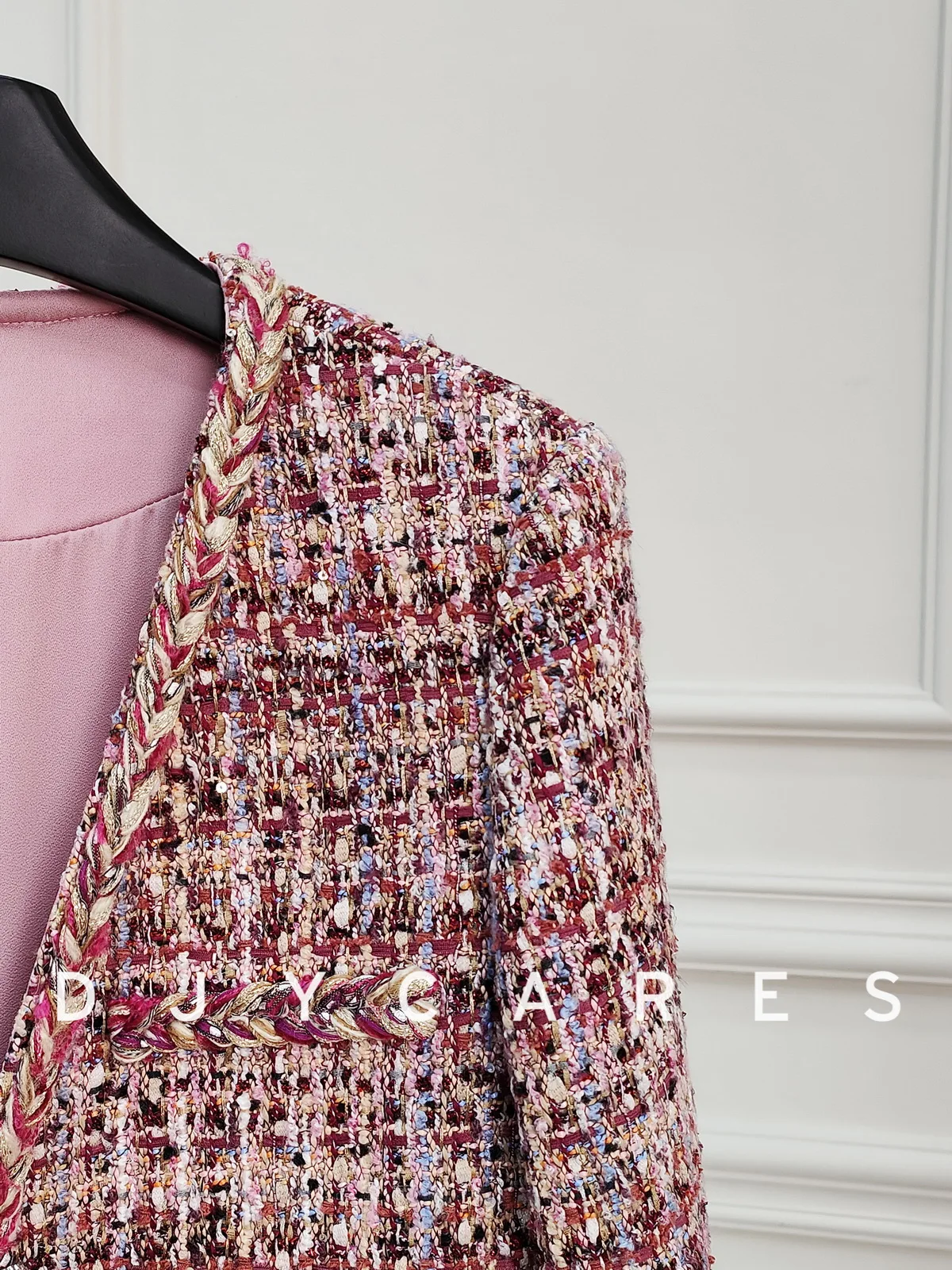 Picture 4: New Coarse tweed purple pink coat, mid length temperament top big size
