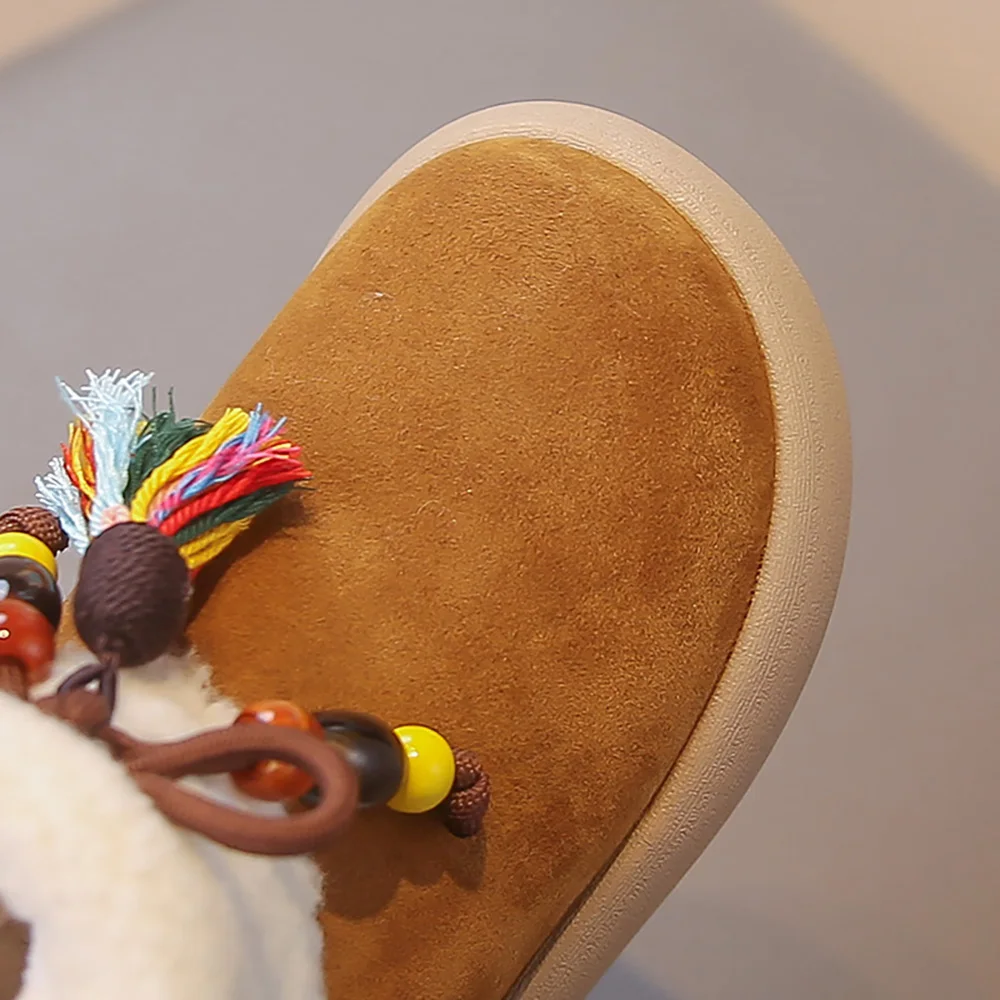 فو الفراء أحذية الشتاء للأطفال سميكة الدافئة المراهقين طفل أفخم الأحذية المضادة للانزلاق الصبي الفتاة أحذية قطنية الأحذية الدافئة #2