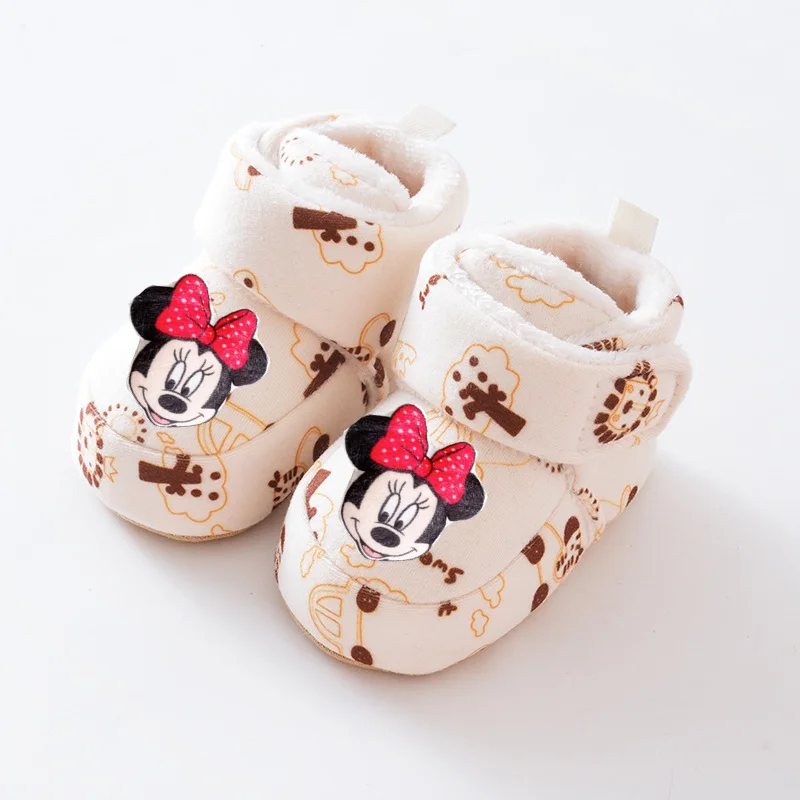 

fall Winter Baby Floor Shoes Plus Velvet Warm Baby Toddler Shoes Socks mickey mouse Newborn Anti-slip kids Socks Shoes Soft Sole