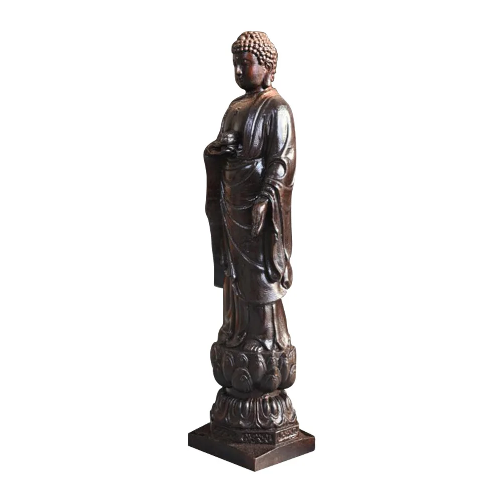 

Delicate Wooden Buddha Carving Statue for Desktop Home Decor Living Room Shelf Office Table Religious Ornament Vintage Style