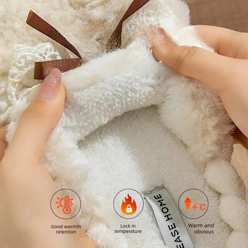 New Women's Plush Slippers - Bow Detail Winter House Shoes, Ultra-Soft Non-Slip Indoor Slippers for Home&Maternity Comfort