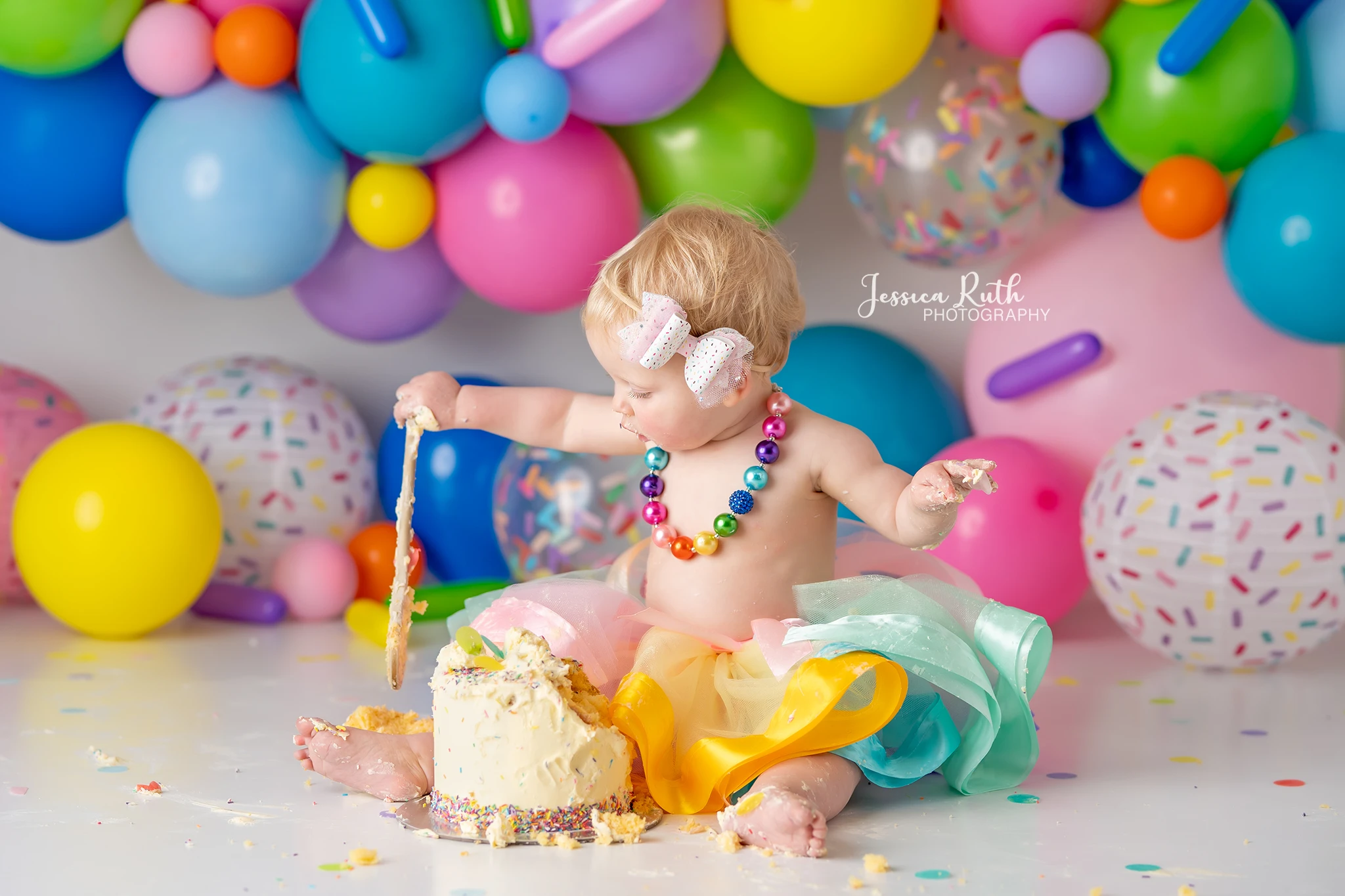 Sprinkles Coloful Balloons Backdrops Kids Child Photography Baby Birthday Photocall Decors Cake Smash Photography Backgrounds