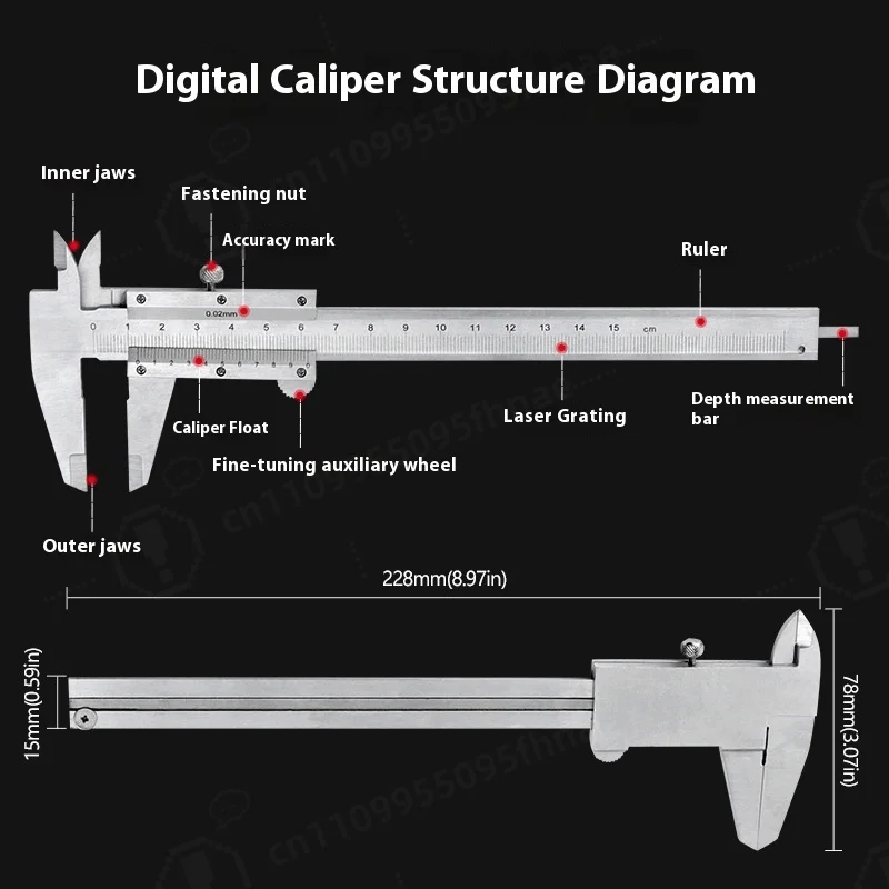 

Vernier Caliper Carbon Steel Precise Measurement Vernier Caliper Four Purpose Metal Carbon Steel Measuring Tool 0-150mm