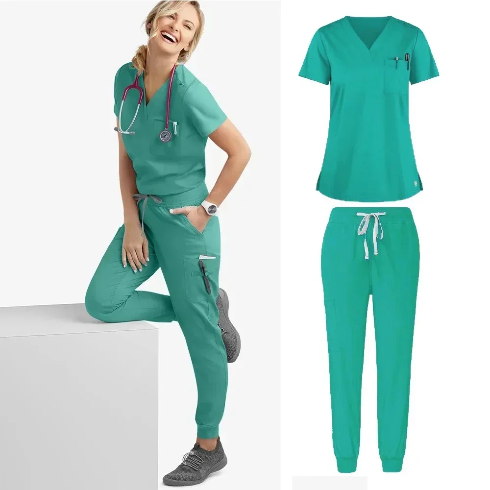 Handwashing Clothe Split Suit Short Sleeved Hand Brushing Pet Dentist Nurse Work Clothes Men Medical Care Clothes Nurse Uniform