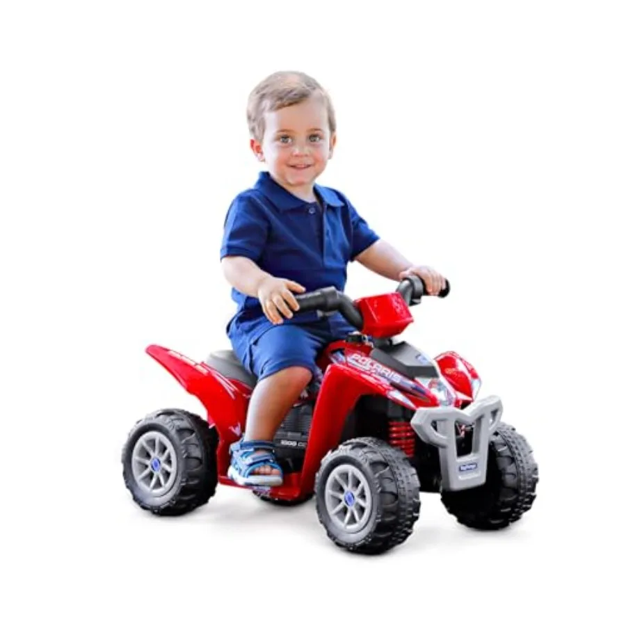

Peg Perego Polaris Mini 6 Volt Battery Powered Ride on ATV for Green Realistic Off-Road Design with Working Lights and Horn