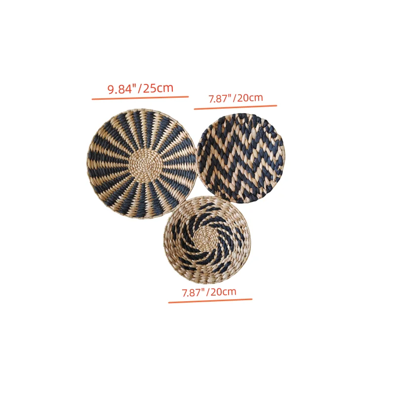 3Pcs Black Wavy Wall Decoration Handmade Wavy Rattan Wall Hanging Suitable for Kitchen, Bedroom, Dining Room, Living Room