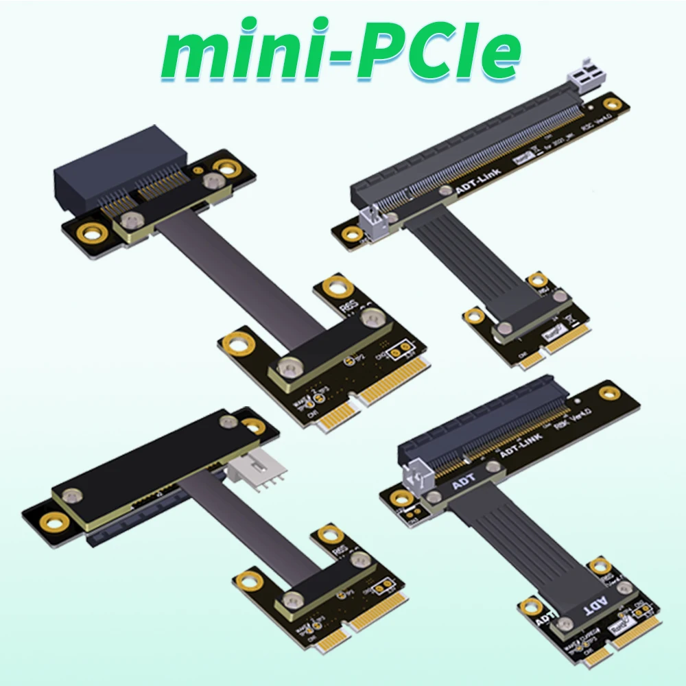 

ADT Mini-PCIe To PCIe X1x4x8x16 Adapter Extension Cable Riser for PCIe RAID NVMe SSD Card / LAN Card /Capture Card To MPCIe