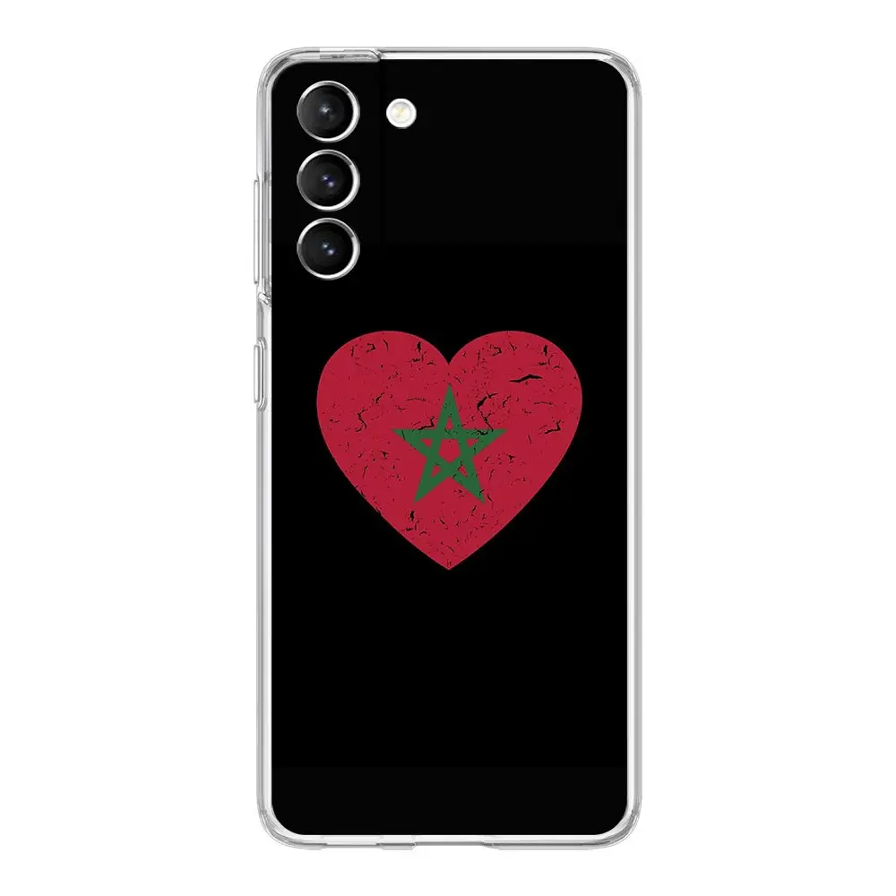 Morocco Flag Passport Phone Case For Samsung Galaxy S21 Plus S20 FE S22 Ultra 5G S10E S10 S9 S8 Note 20 10 Lite Clear Cover Soft