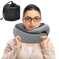 Almohada de espuma viscoelástica para el cuello, vértebra Cervical, viaje, portátil, avión para romper el mediodía, tipo U, almohada para dormir, Camping, bolsa de transporte