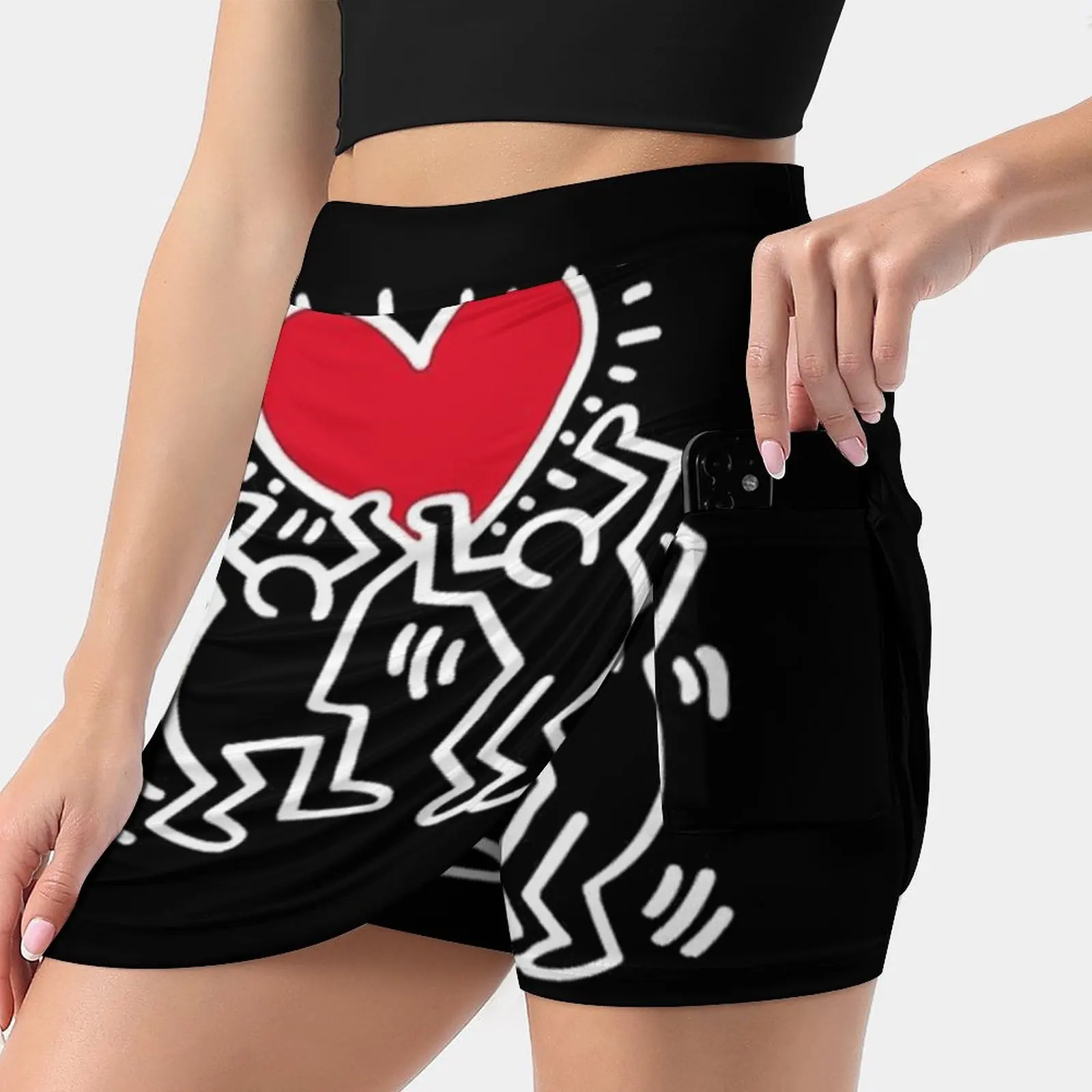 Love Valentines Women Tennis Skirts Golf Badminton Pantskirt Sports Phone Pocket Skort Backpack Leggin Love Rap Rap Rap Rap Rap