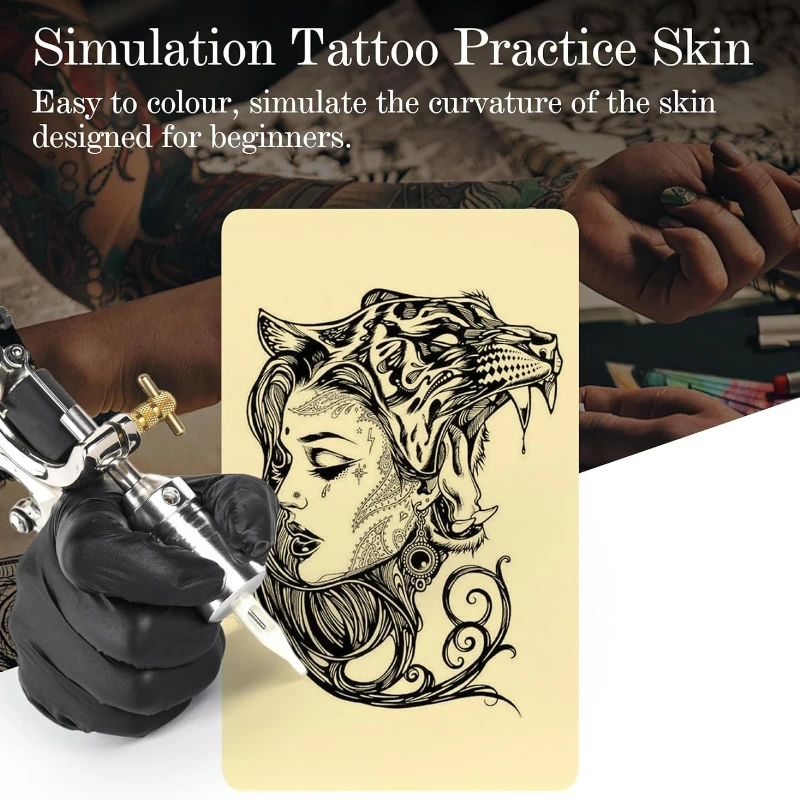 Tattoo Practice Skin 3mm Double Sides Fake Silicone Tattooing Practice Skin for Tattoo Supplies Beginners Experienced Tattooists