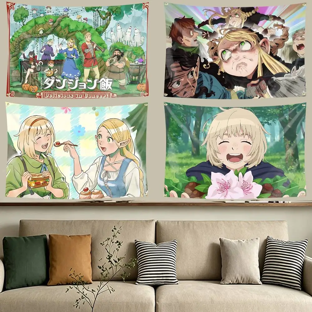 D-Delicious Anime in Dungeon 2nd  Flag Tapestry Banner for Bedroom Living Room Outdoor Camping Custom Supported