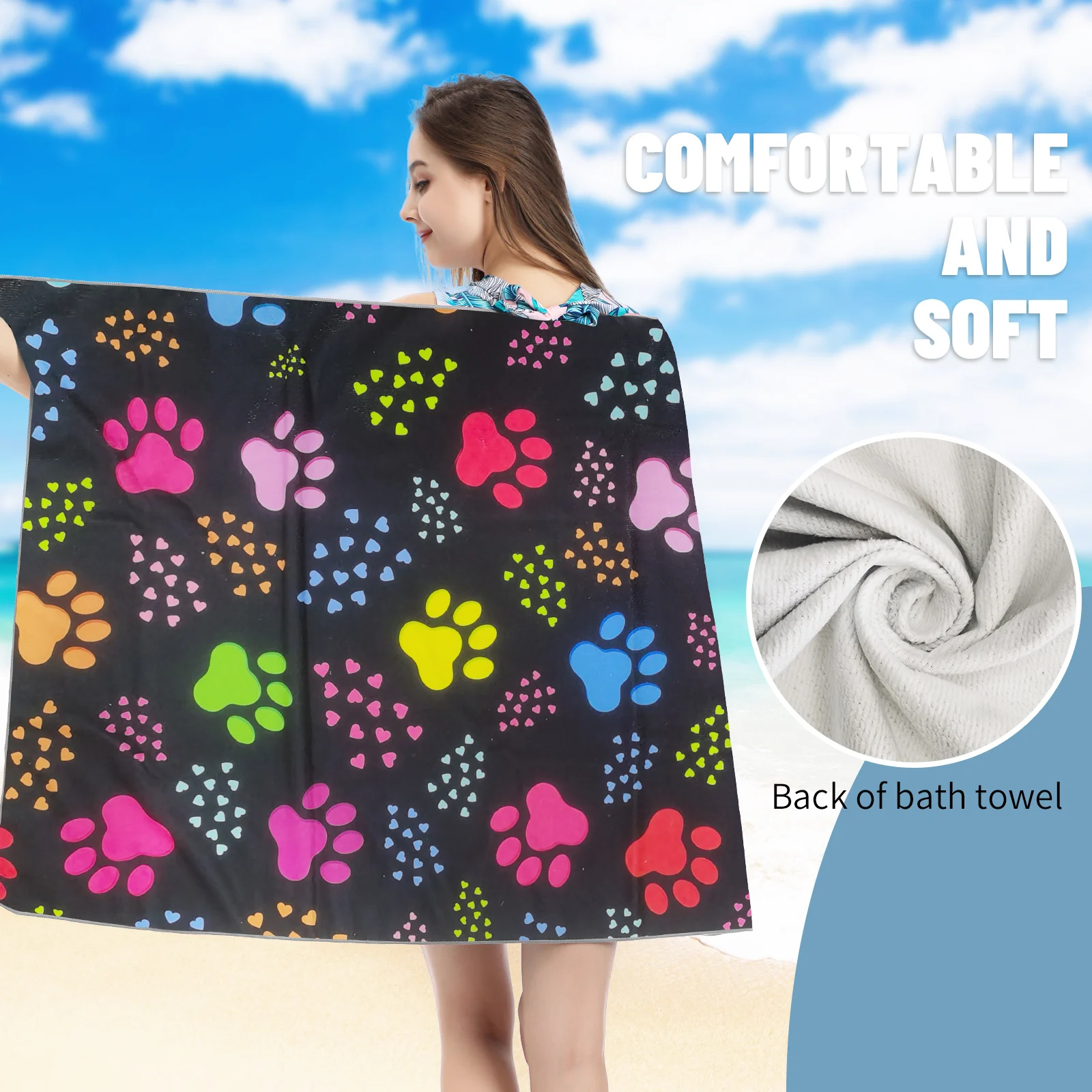 Microfiber Beach Towels Quick Drying Towel Swim Towel Super Soft Absorbent Towel for The Swimming, Sports, Beach, Camping, Gym,