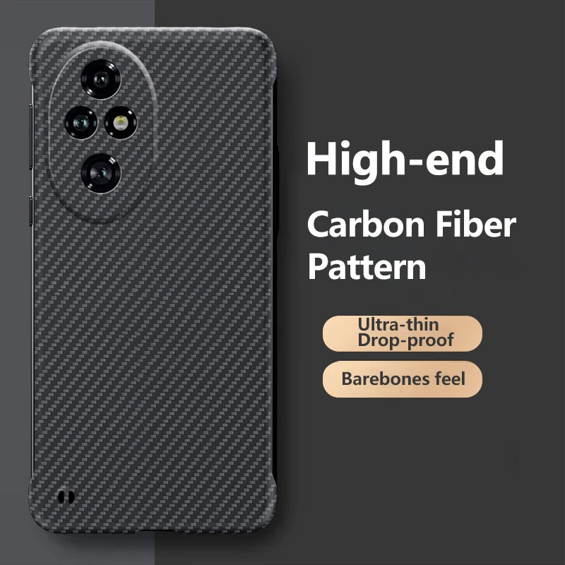 

For Honor 200 Pro Case Carbon Fiber Texture Pattern Frameless Ultra Light Weight Plastics Protection Shockproof Back Cover