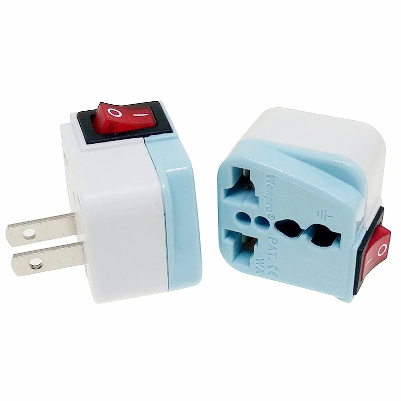 US 2 Pin Plug Adapter Converter AC250V 10A With Main On/Off Switch LED Indicator Wonpro WSA-6 WT