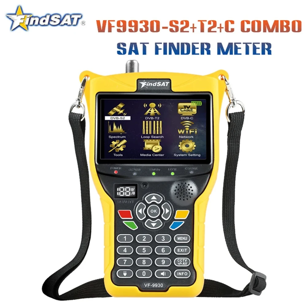 VF 9930 DVB-S2/T2 MPEG4 DVB H.265 Satellite TV Finder receptores de tv HD Satellite receptor Meter Signal Test 4.3 inch LCD