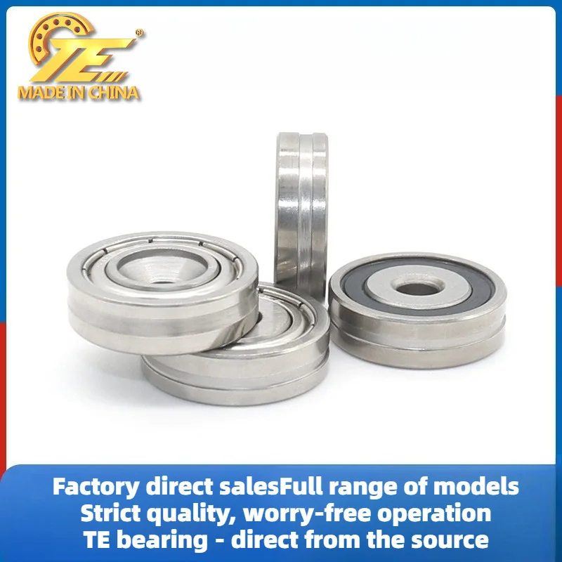 Stainless steel non-standard bearing with countersunk hole outer ring opening single slot, rubber bearing 4 * 17 * 5mm