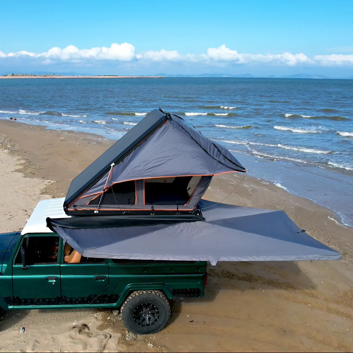 

Hard Shell Aluminum Alloy Roof Top Tent SUV/Truck Oxford Fabric UV Resistant Waterproof Double Layer Quick Setup Four-Season