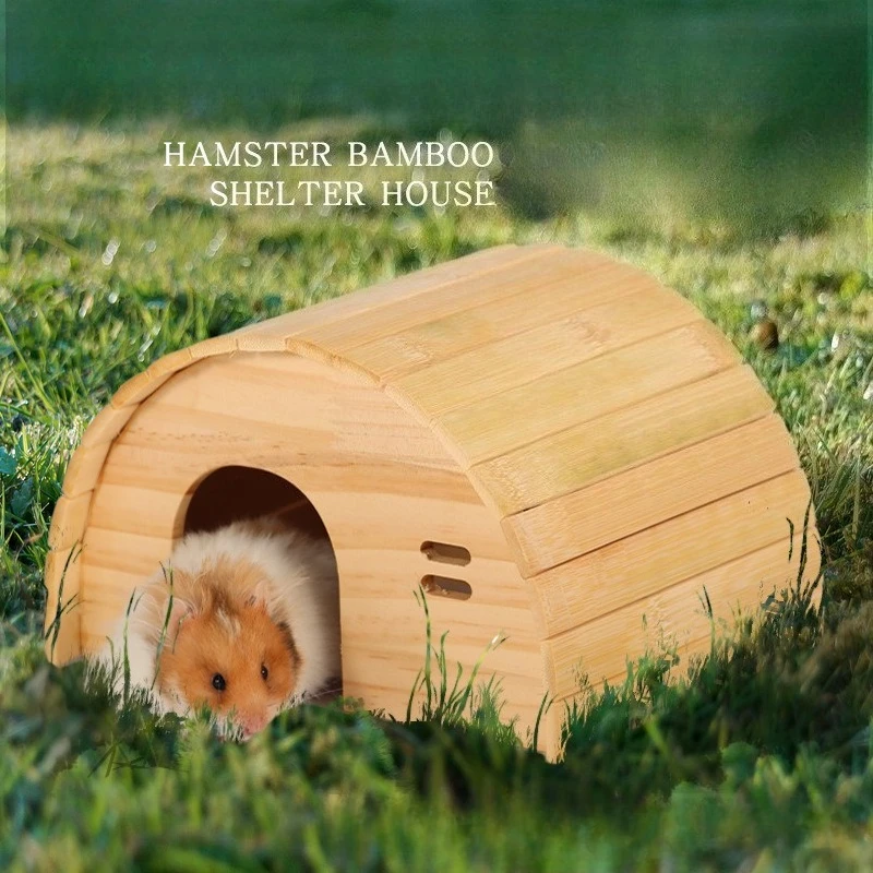 Новый гладкий хомяк, деревянный домик для хомяка с отверстием для скрытого хомяка, замок для маленьких домашних животных, арочный мост для карликовых мышей, песчанок, маленьких домашних животных