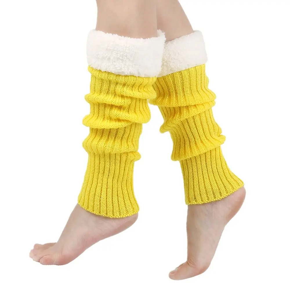 

Plush Christmas Knitted Leg Cover Leg Warmer Candy Color Stacked Christmas Leg Sleeve Foot Cover JK Lolitas Strap Leg Socks