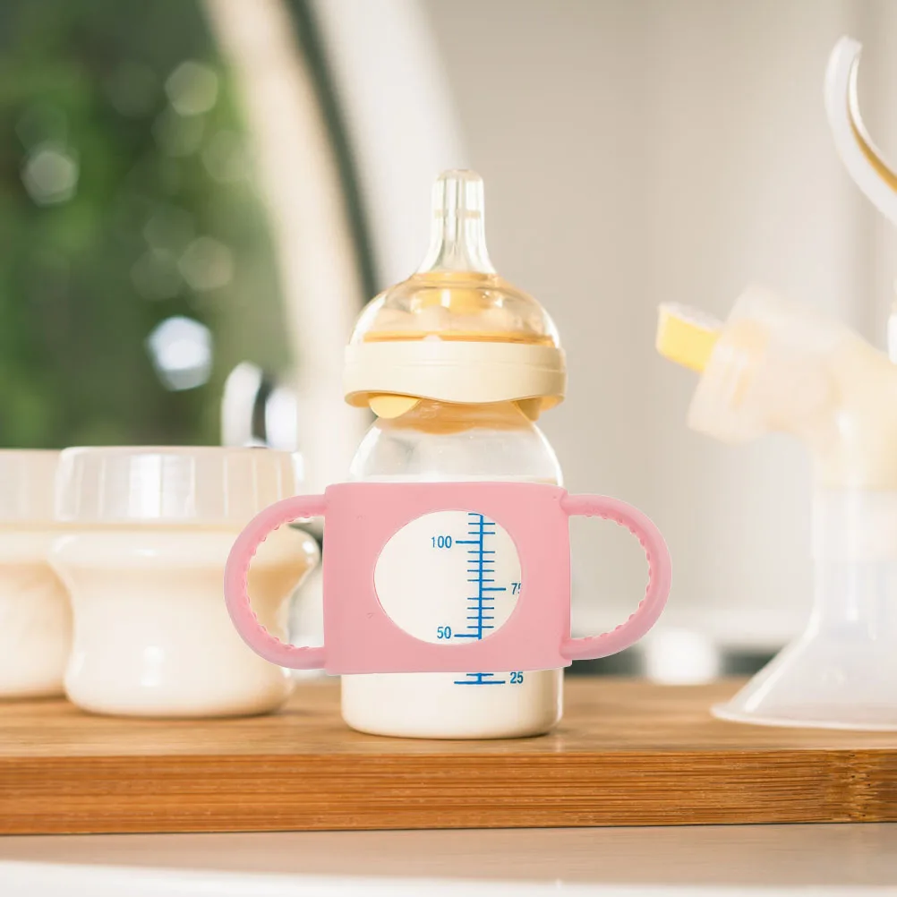

2pcs Universal Silicone Baby Bottles Handle Holder Anti- Water Bottles Grip Detachable Lightweight Feeding Accessories