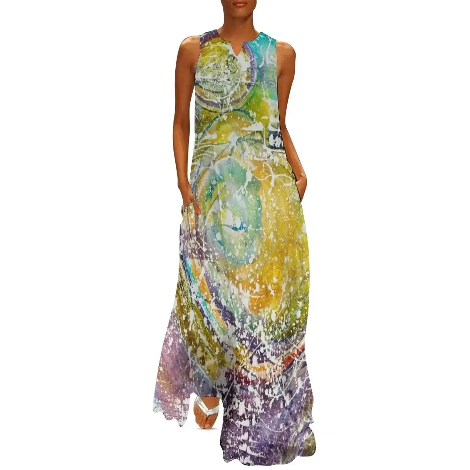 

Purple Turmoil Abstract Painting Long Dress dresses for special events women's luxury party dress beach dress