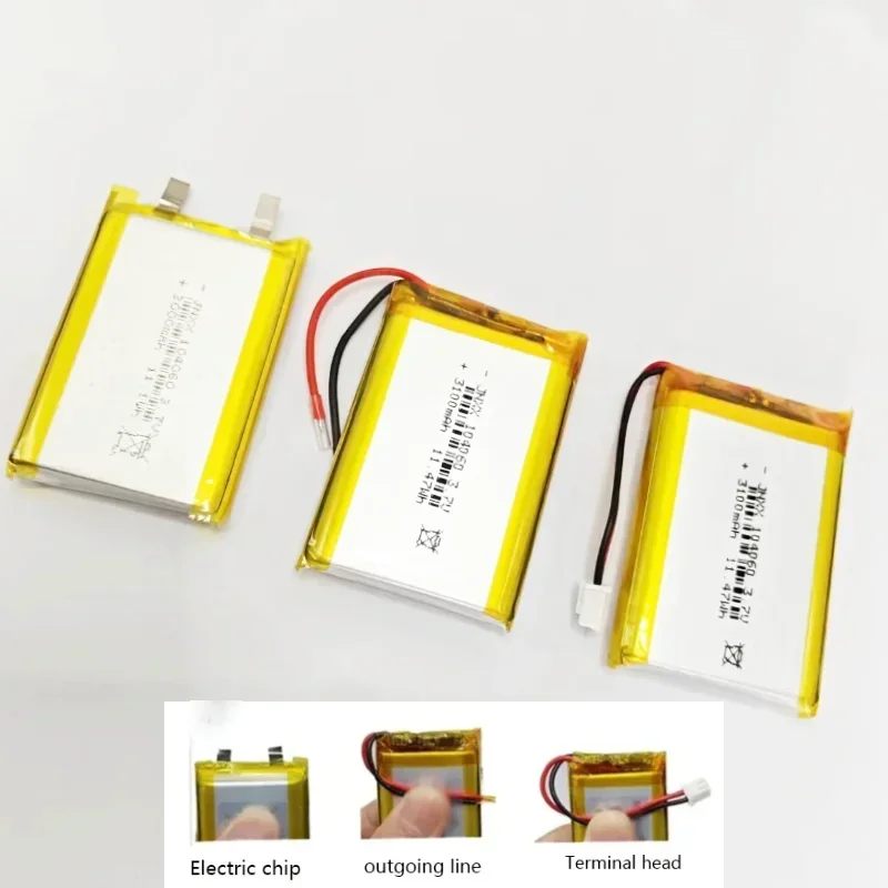 New Polymer 104060 Lithium Battery 3.7V 3100mAh Suitable for Bluetooth Speakers Floor Lamp Shaver Positioner Doorbell Humidifier