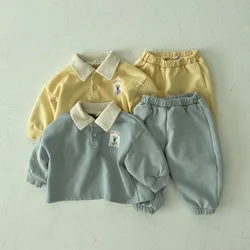 New Toddler Baby Clothes Set Solid Children Sweatshirt+Trousers 2pcs Pants Suit Cotton Girls Casual Outfits Boys Sportswear