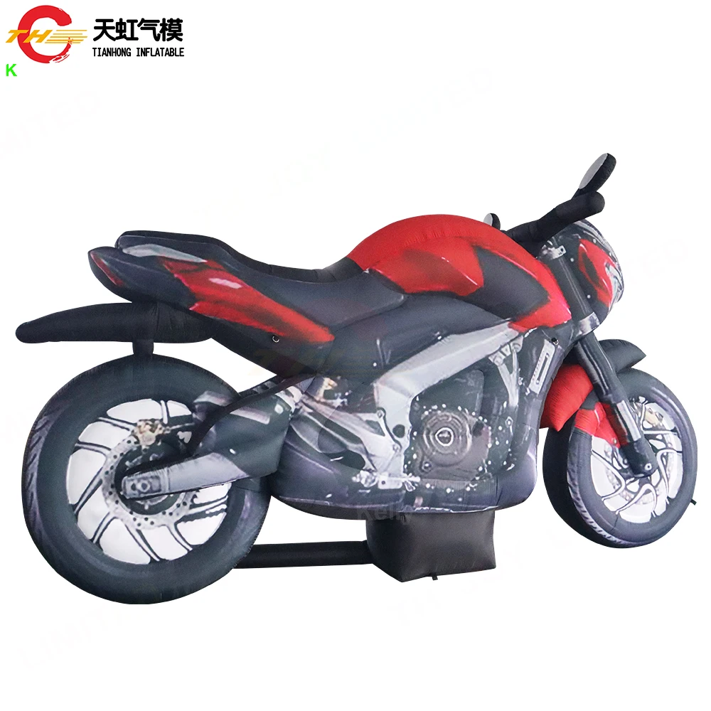Modelo de motocicleta inflável gigante feito sob medida, grande réplica de bicicleta com motor inflável personalizado