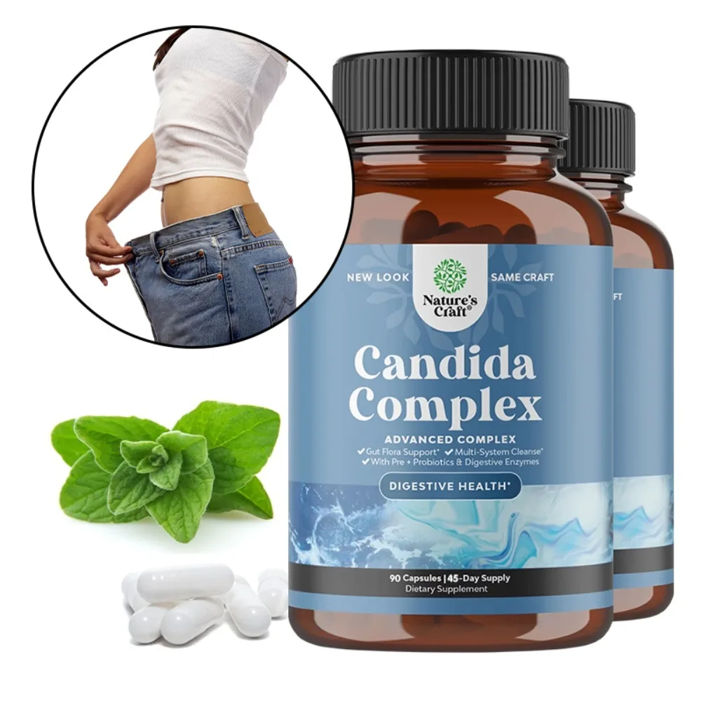 Candida Cleanse Detox for Women and Men - Support Gut Health with Caprylic Acid Black Walnut Wormwood and Oregano