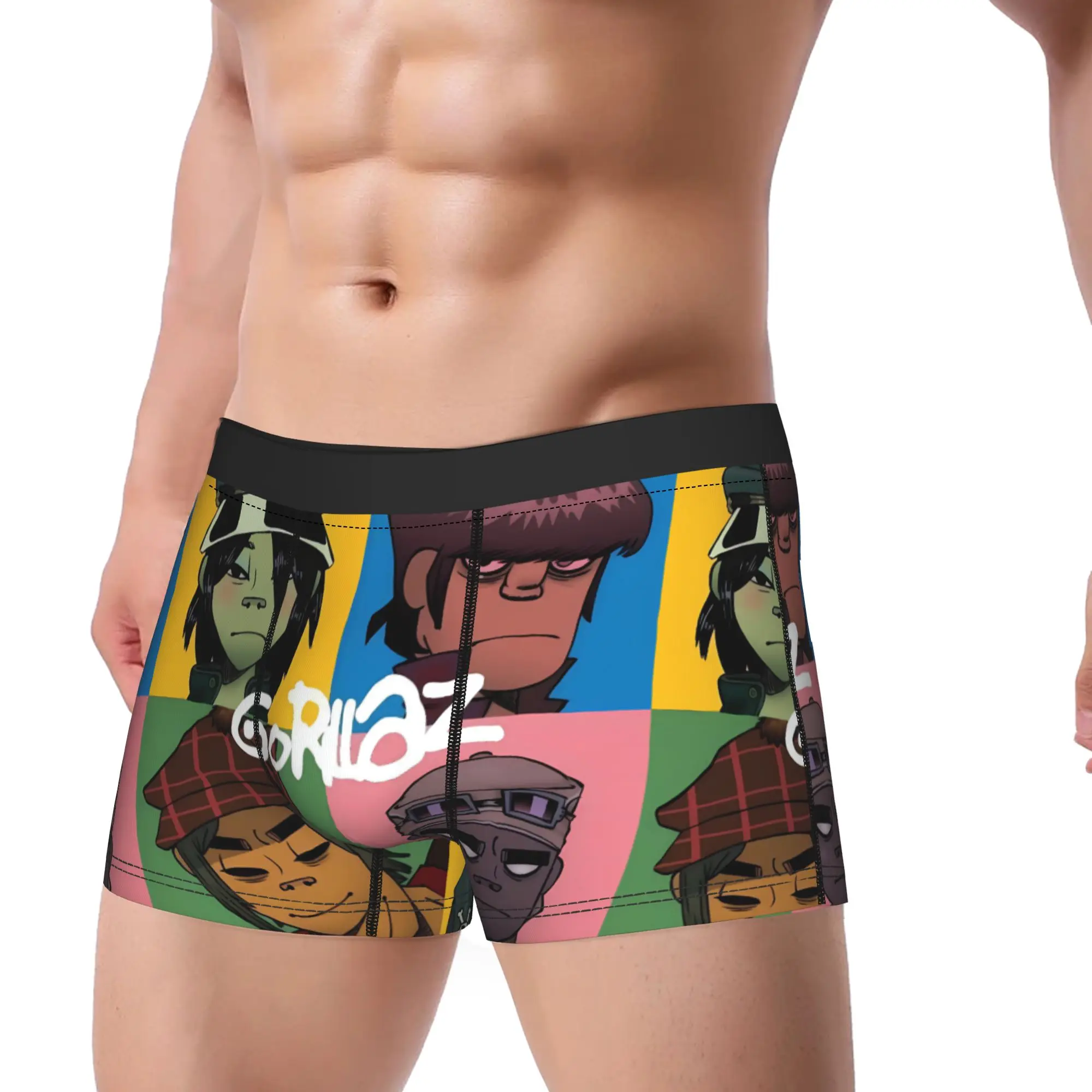 

Мужские трусы-боксеры Gorillazs: высококачественные, мягкие, модные, большие размеры, с карманом, в стиле рок-группы