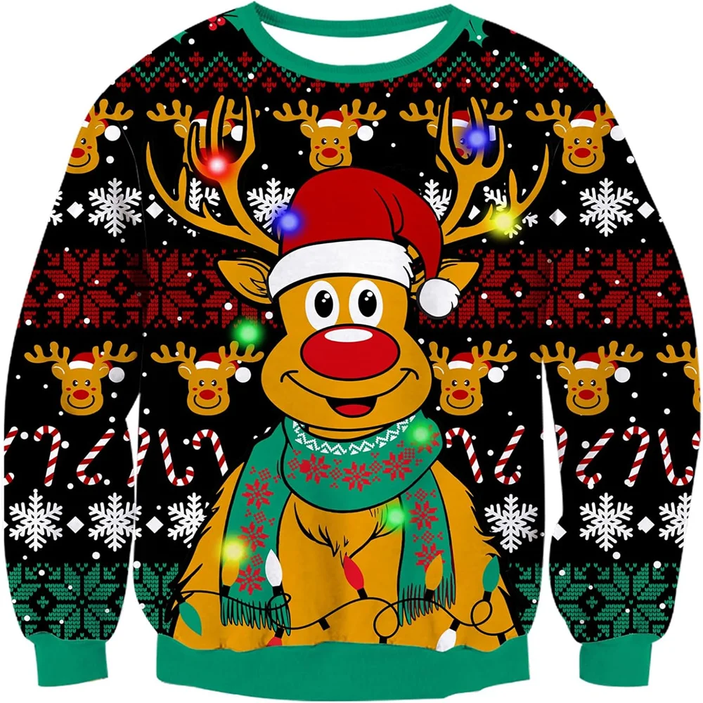 Men Women Christmas Sweaters Printed Funny Pullover Round Neck Long Sleeve Knitted Xmas Sweater Jumper S-3XL Fall Winter 2025 ﻿