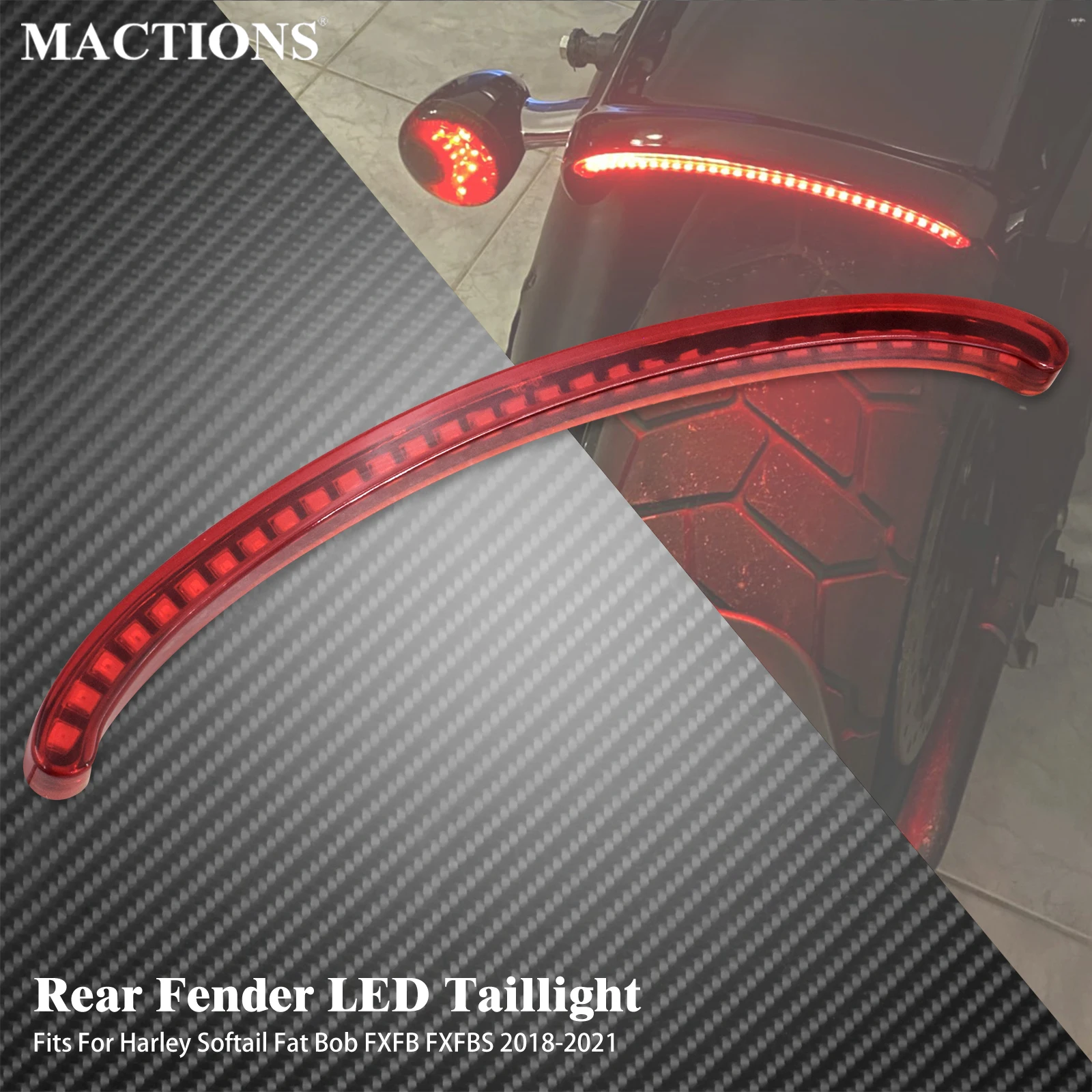 LED Tail Light Motorcycle Rear Fender Taillight Turn Signal Running Lamp For Harley Softail Fat Bob FXFB 107 FXFBS 114 2018-2021