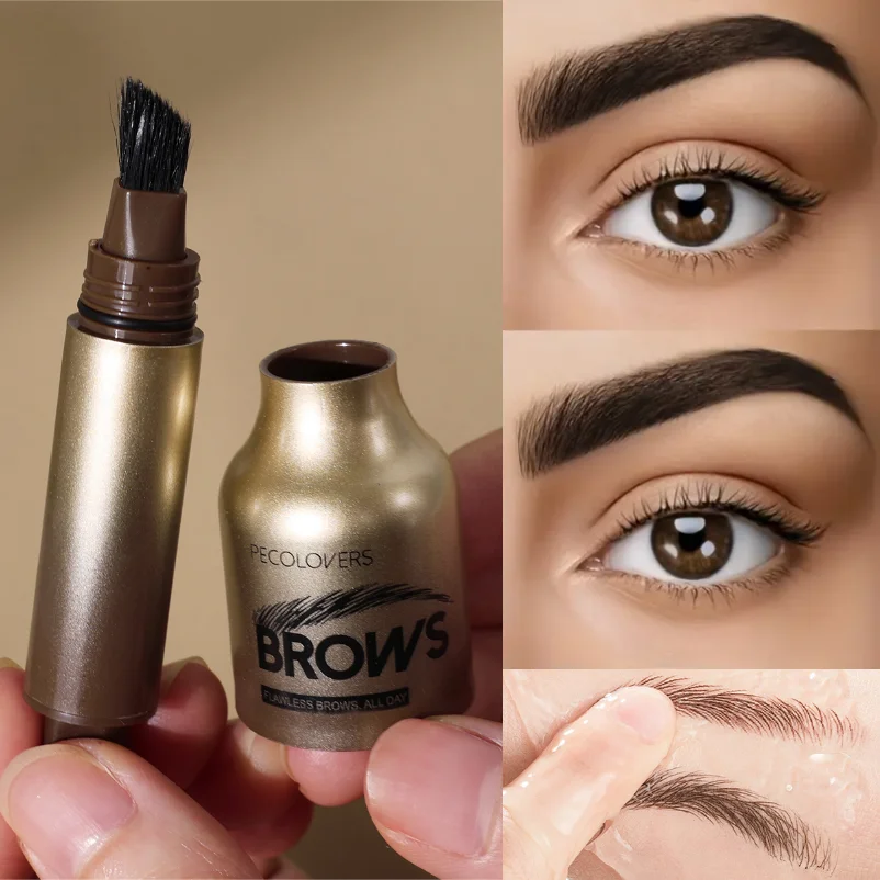 Penna gel per sopracciglia 1 pezzo con pennello angolato: asciugatura rapida, lunga durata, modellatura naturale, impermeabile e facile da applicare, trucco per sopracciglia