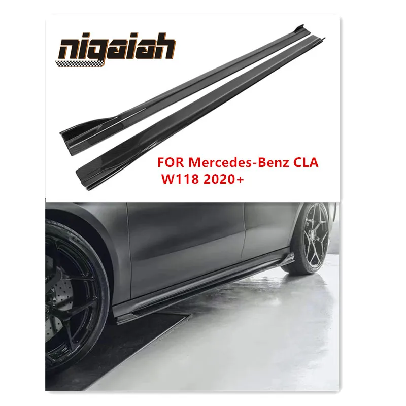 Carbon Fiber SIDE SKIRTS BUMPER Extension for Mercedes -Benz CLA W118 C118 FD style 2020+