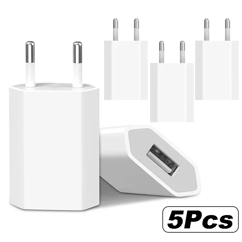 5/1Pcs Universal 5V 1A EU Plug USB Wall Phone Charger For iPhone iPad Samsung Xiaomi Redmi Google Huawei Charger Power Adapter