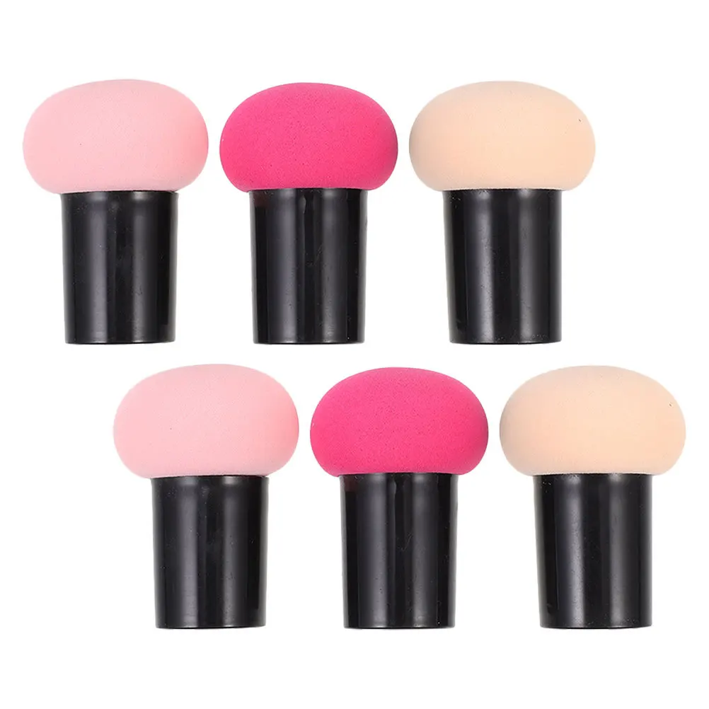 Set di 6 spugne per trucco con testa a fungo, a doppio uso, per fondotinta asciutto e bagnato, spugna morbida per ombretto, fard in crema liquida