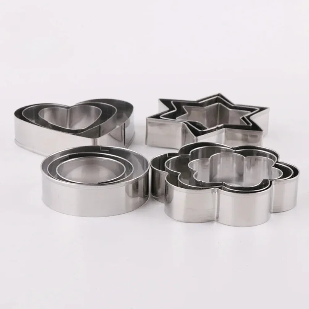 

12pcs/set Stainless Steel Cookie Biscuit DIY Mold Star Heart Round Flower Shape Cutter Baking Mould Tools