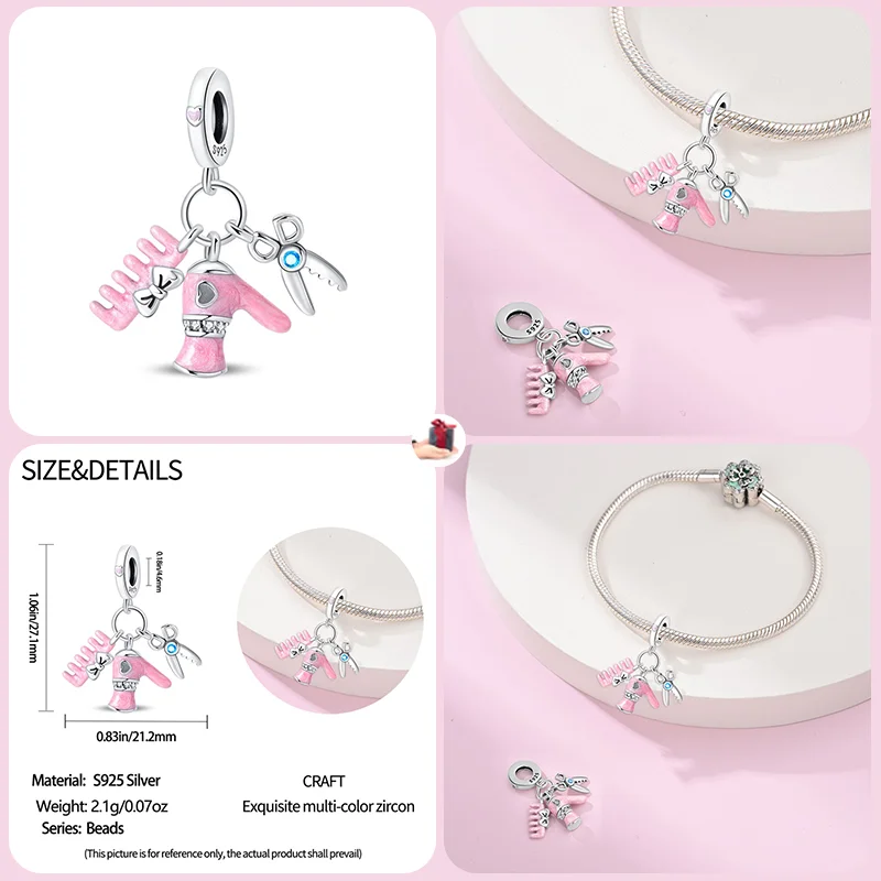 925 Sterling Silver Fashion Sewing Machine Tailor Hairdresser Mixer Charms Beads For Brand Original Bracelet DIY Jewelry Gift image 4
