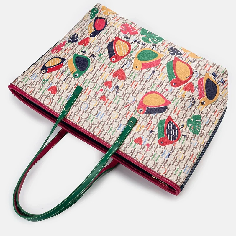 Tas Bahu Wanita Pola Kartun Kapasitas Besar Merek Niche Fashion Kasual Genggam Dapat Menampung Belanja Perjalanan Sehari-hari