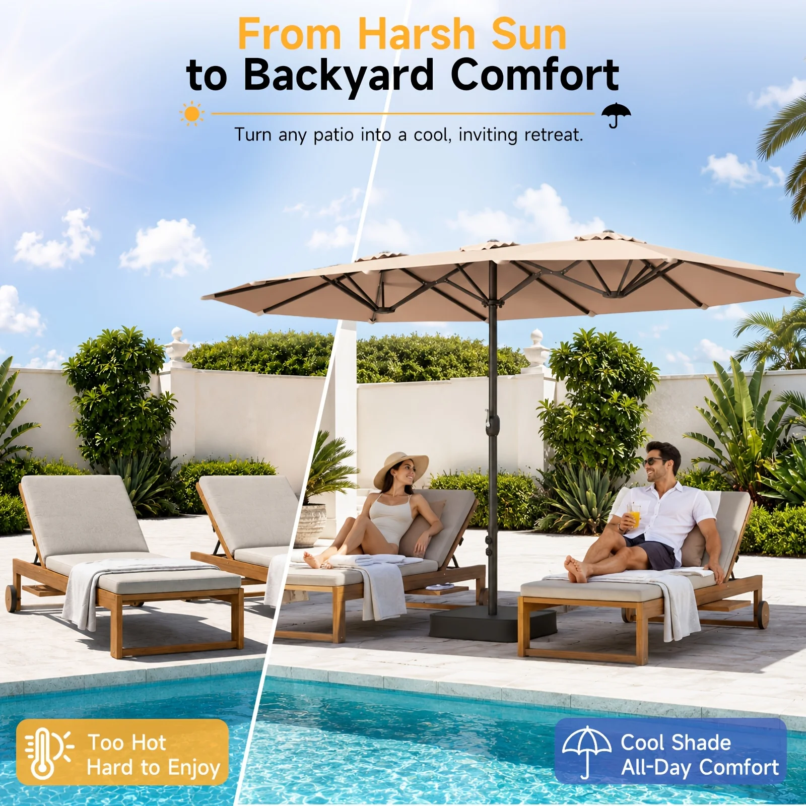1 Stück 15 Fuß Terrassenschirm – Outdoor Furniture Umbrella Bewertung und Preis