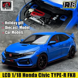 LCD 1/18 Honda Civic TYPE-R FK8 alloy full open car model static display holiday gift collection