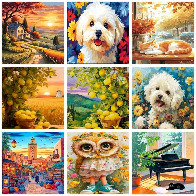 GATYZTORY DIY Paint By Number Landscape Kits Drawing Canvas Painting By Numbers Handpainted Adults Crafts Diy Gift Home Decor