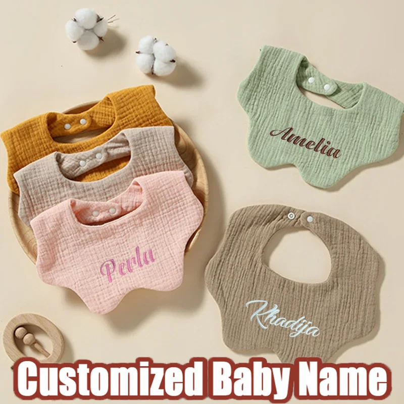 

Custom Baby Bib Cotton Gauze Waterproof Saliva Towel Embroidery Name Burp Cloth Unique Baby Shower Gift